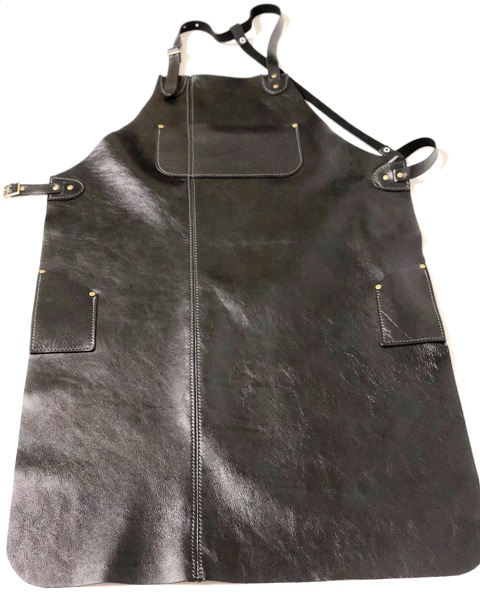 AP-9: Vintage Full Length Bib Apron, Full Grain Leather, 4 Pocket (90cm Long)