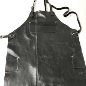 AP-9A: Vintage 3/4 length Bib Apron, full grain leather, 4pocket (75cm long)